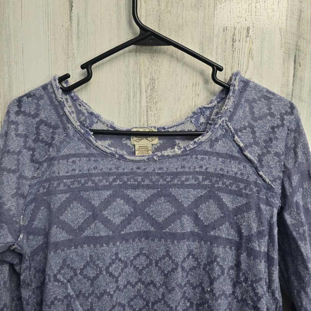 Eyelash Purple Blue Patterned Top Womens Size Large - Picture 2 of 6